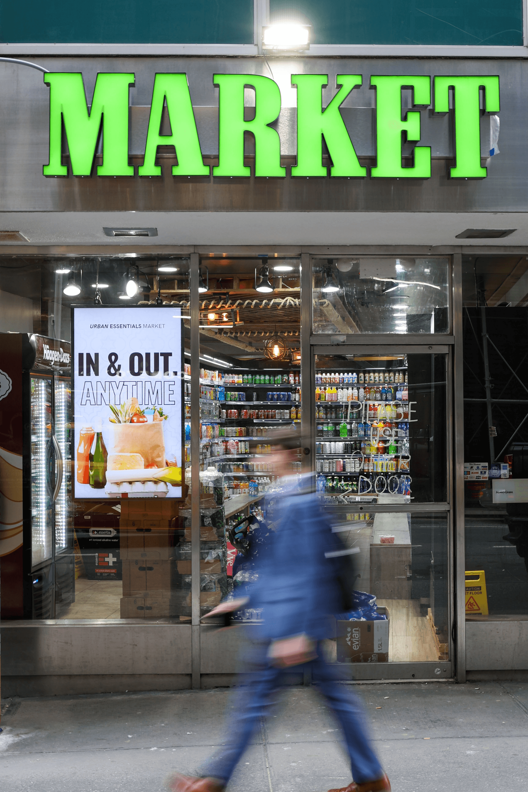 Urban Essentials storefront with a PrimeSight screen